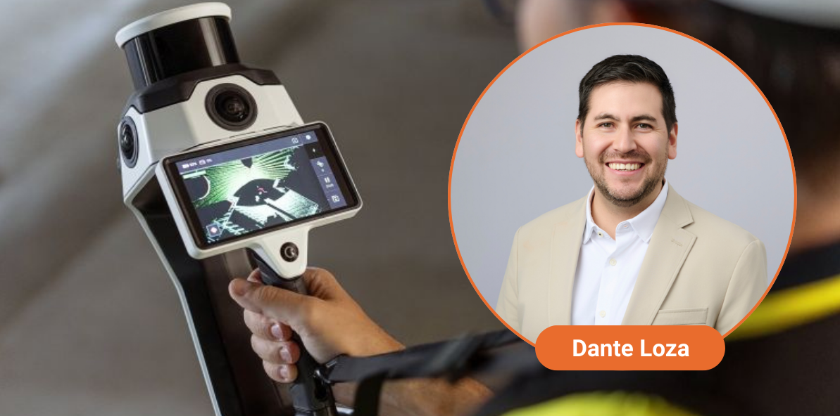 Man holding NavVis laser scanner